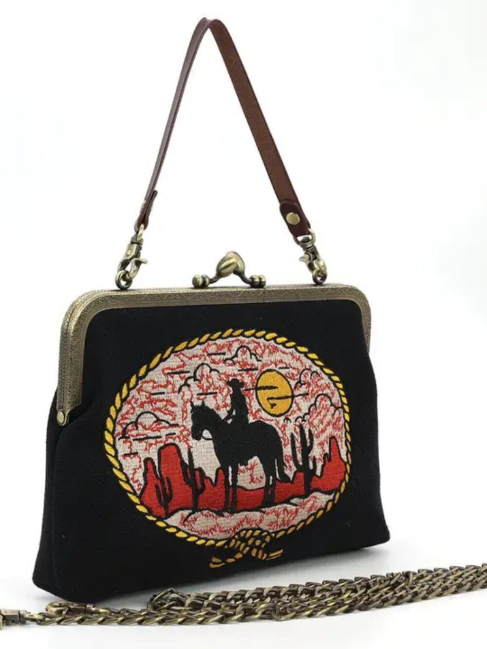 Cow Girl Kiss Lock Bag - Vintage Western Charm  NEW! - Picture 2 of 4